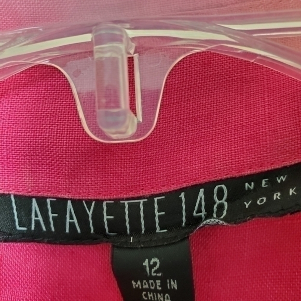 Lafayette 148 New York‎ Women's Pink Linen Short Sleeve Collar Button Up Shirt - Picture 3 of 11